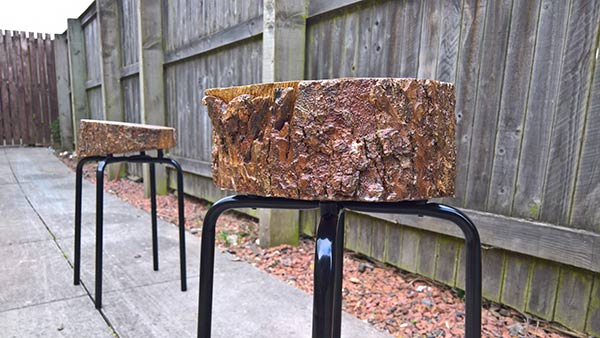 Homemade DIY garden log stool