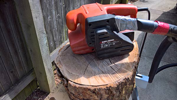 sanding log tops for log stool set