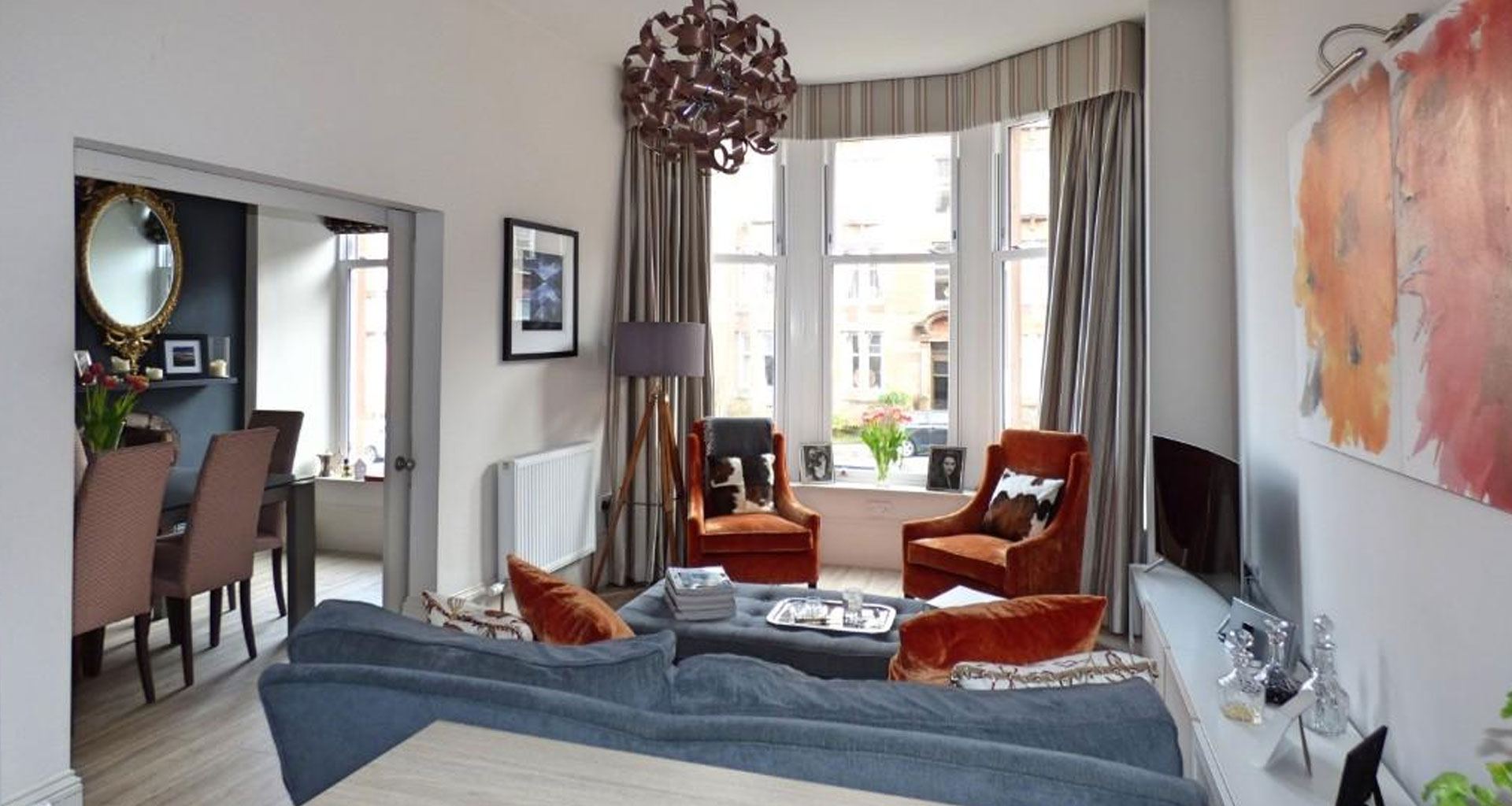luxury renovation of open plan space in flat in Gourock