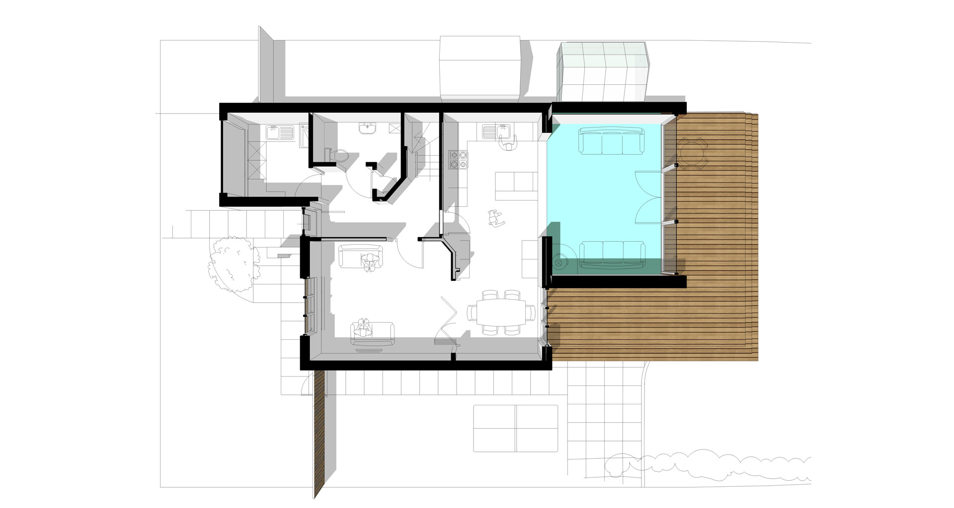 zinc clad house extension plan drawing