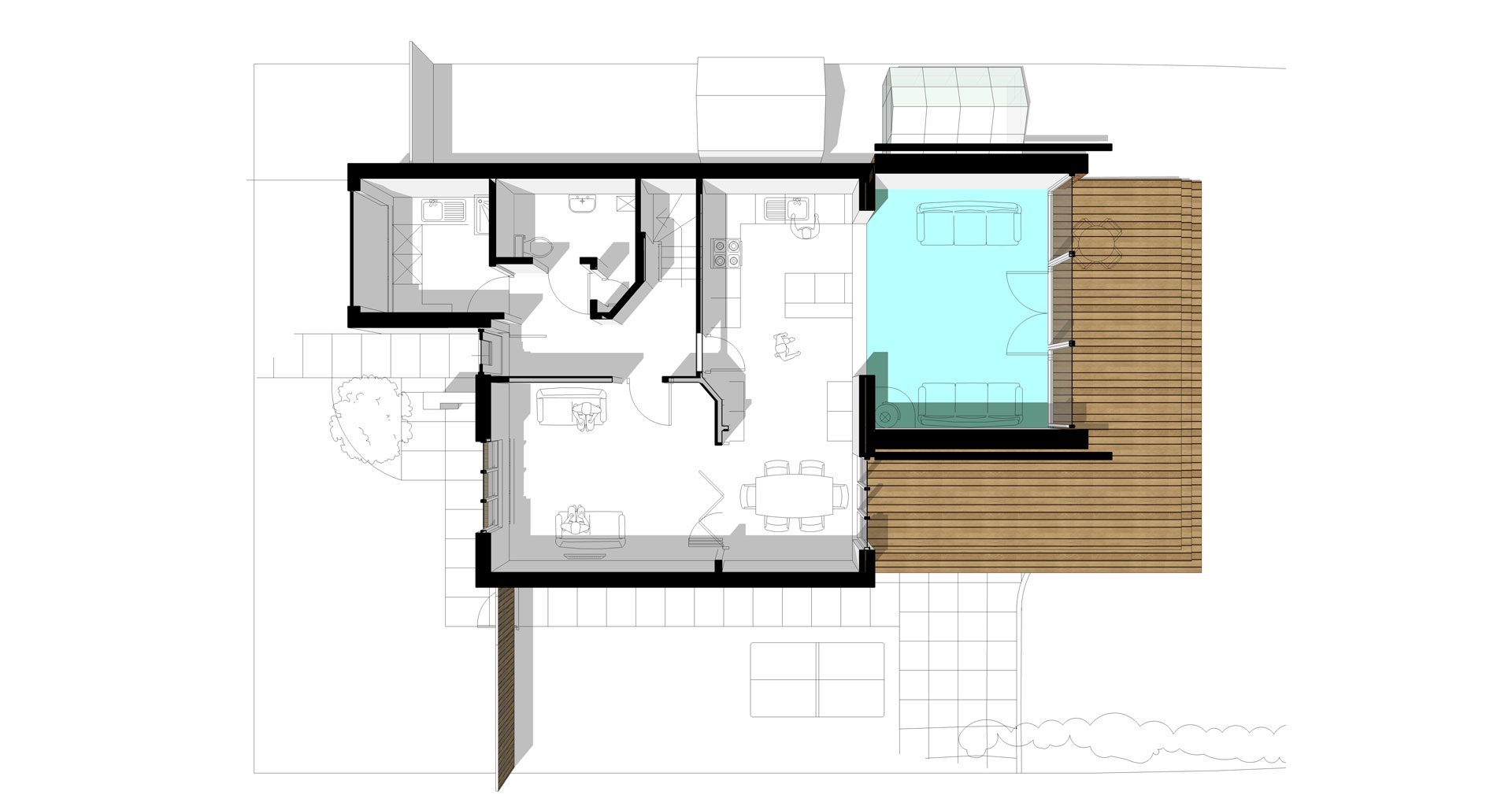 zinc clad house extension plan drawing