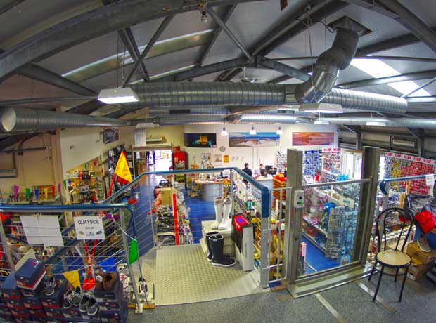 mezannine deck overlooking sales area