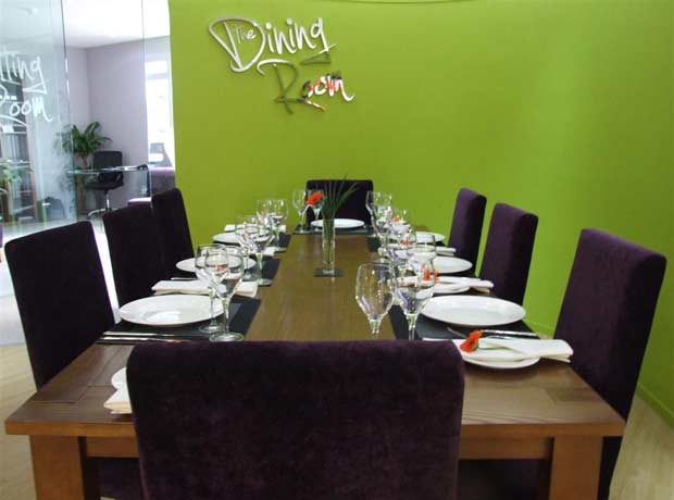 dining area and signage