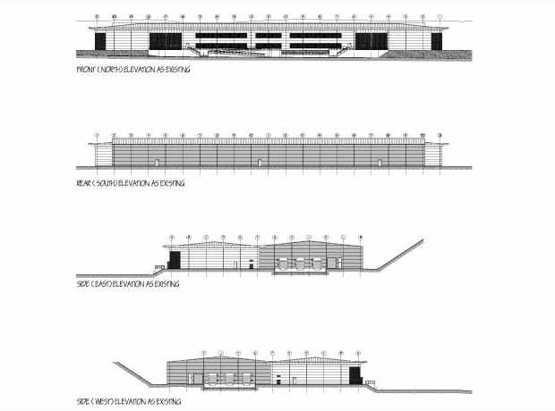 Elevation drawings of Faulds Park factory