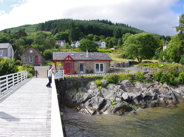 view of holiday lodge from river peir