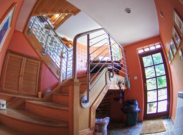 lower hallway with curved wall