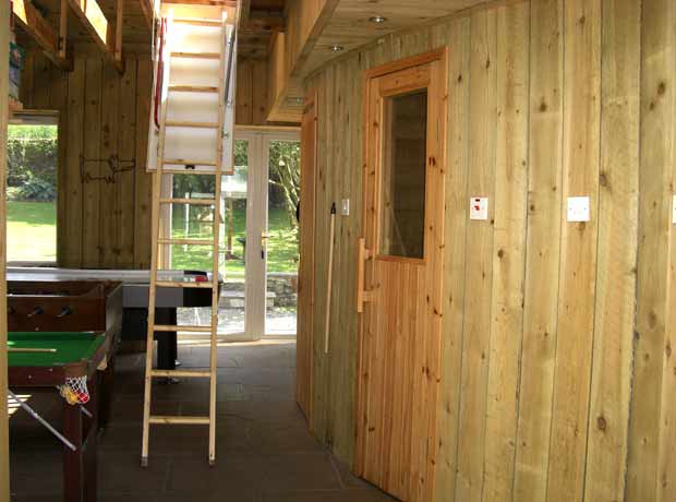 wood clad games room