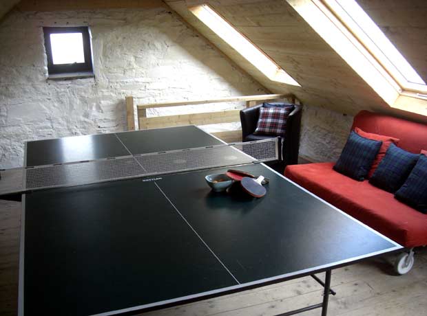 wood clad gaming room deck
